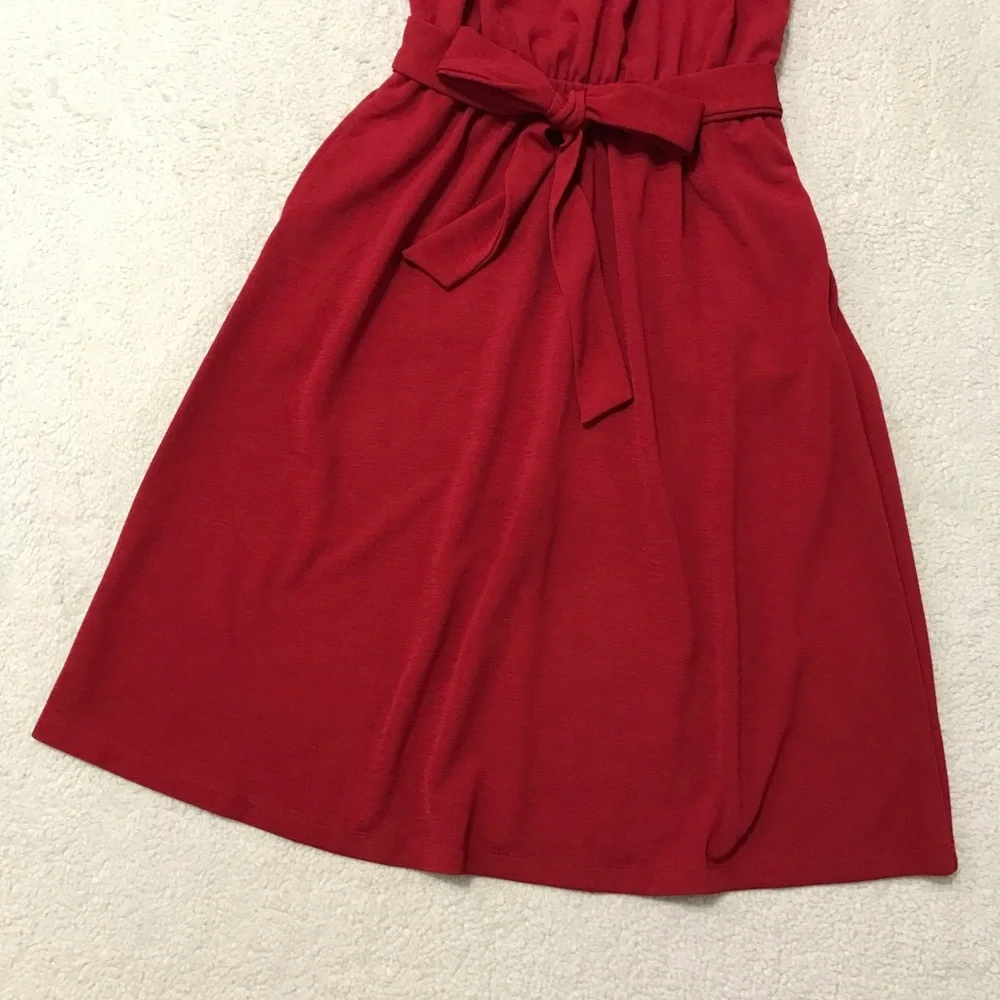 Banana Republic Midi Dress Red Flutter Sleeve On / Off Shoulder Size XS